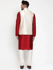 Men's Solid Kurta Pajama with Embroidered Nehru Jacket