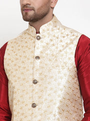 Men's Solid Kurta Pajama with Embroidered Nehru Jacket