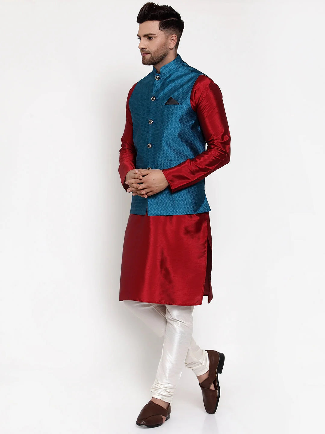 Neon Men's Kurta Pajama Set with Designer Nehru Jacket