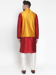 Men's Best Solid Dupion Kurta Pajama with Woven Nehru Jacket
