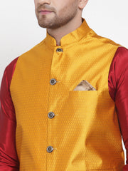 Men's Best Solid Dupion Kurta Pajama with Woven Nehru Jacket