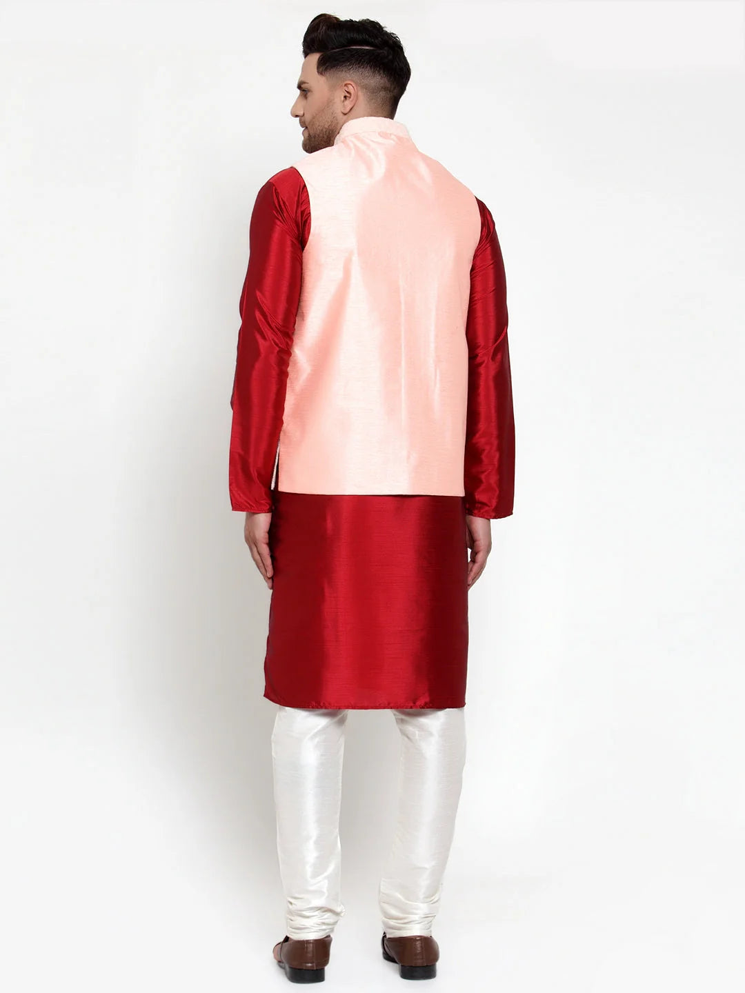 Embroidered Nehru Jacket with Solid Men's Kurta Pajama Set