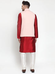 Men's Solid Jet Dupion Kurta Pajama with Woven Nehru Jacket