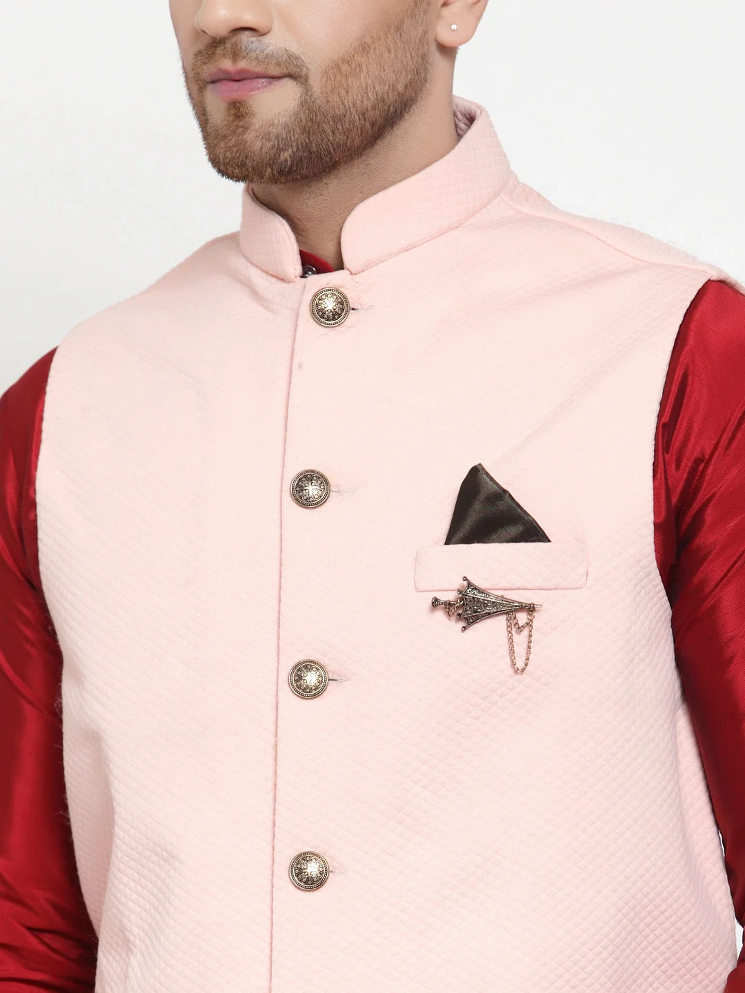 Elegant Men's Kurta Pajama with Woven Nehru Jacket
