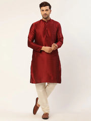Men's Solid Kurta Pyjama With White Embroidered Nehru Jacket( JOKPWC M-D 4036White )