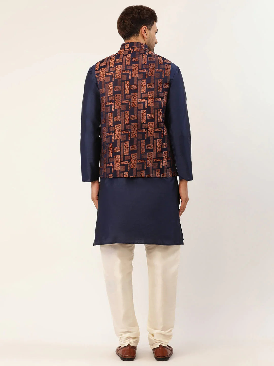 DesiQlo Men Ethnic Set with waistcoat - Gold - JOKPWC_N-D_4037Bronze_S