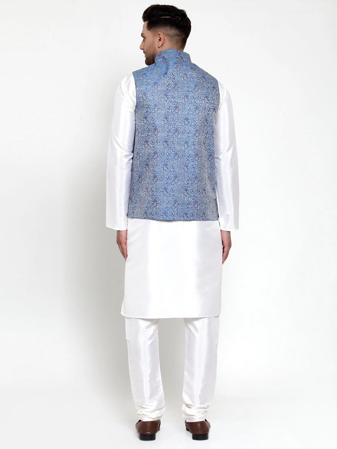 Men's Solid Kurta Pajama Nehru Jacket Set | Cotton Blend