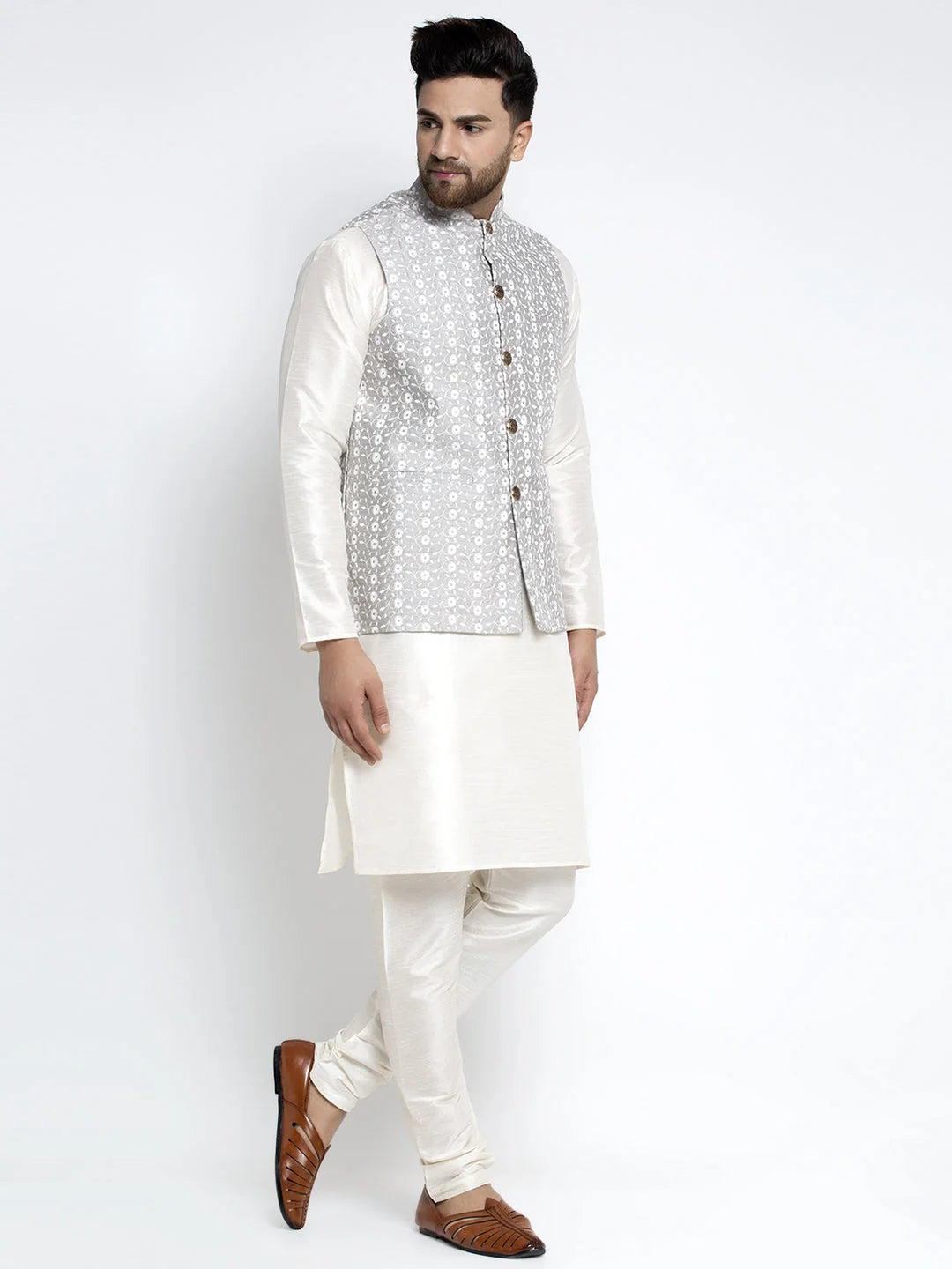 Dupion Payjama with Embroidered Waistcoat | Mens Kurta Set