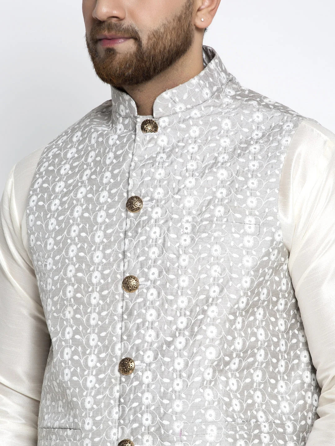 Dupion Payjama with Embroidered Waistcoat | Mens Kurta Set