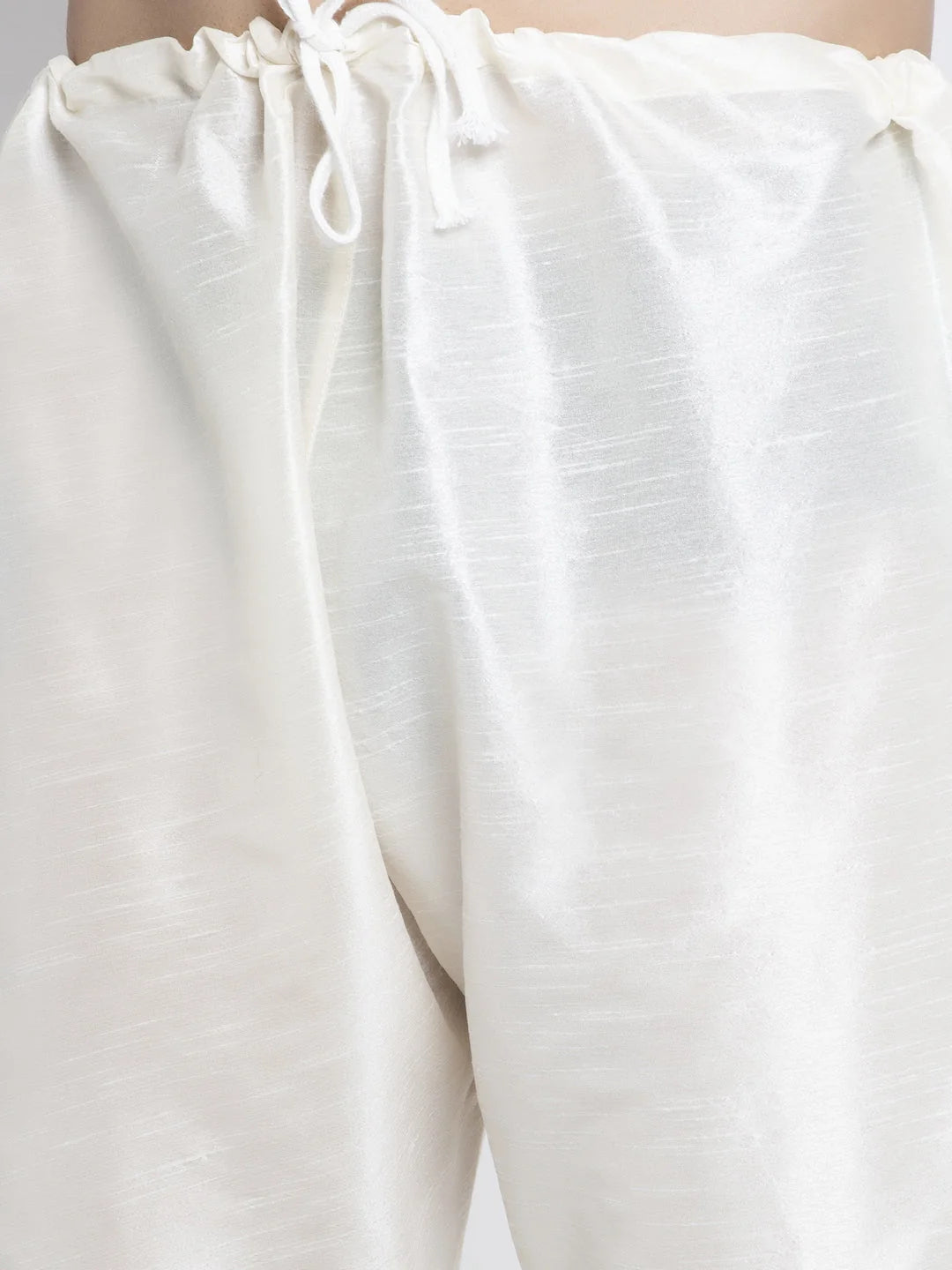 White Dupion Kurta Pajama with Embroidered Waistcoat | Mens