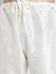 Men's Solid White Dupion Kurta Payjama with Embroidered Waistcoat