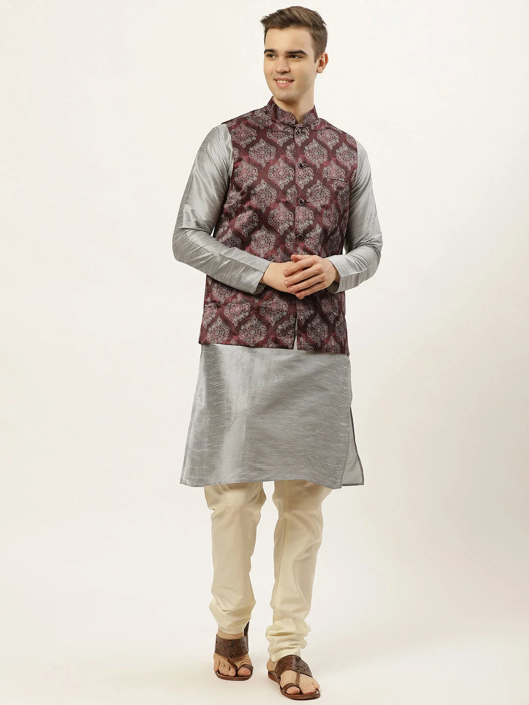Men's Printed Nehru Jacket & Kurta Pajama Set | Ethnic Style