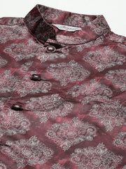 Men's Printed Nehru Jacket and Kurta Pyjama Set