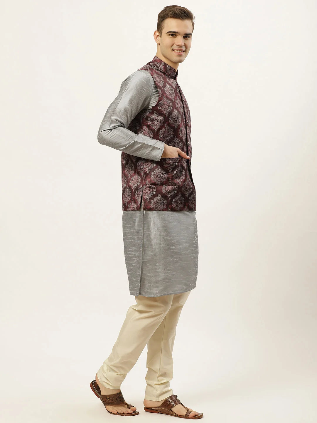 Men's Printed Nehru Jacket & Kurta Pajama Set | Ethnic Style