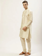 Men's Floral Printed Nehru Jacket and Kurta Pyjama Set