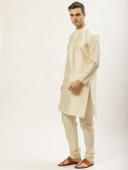 Men's Floral Printed Nehru Jacket and Kurta Pyjama Set