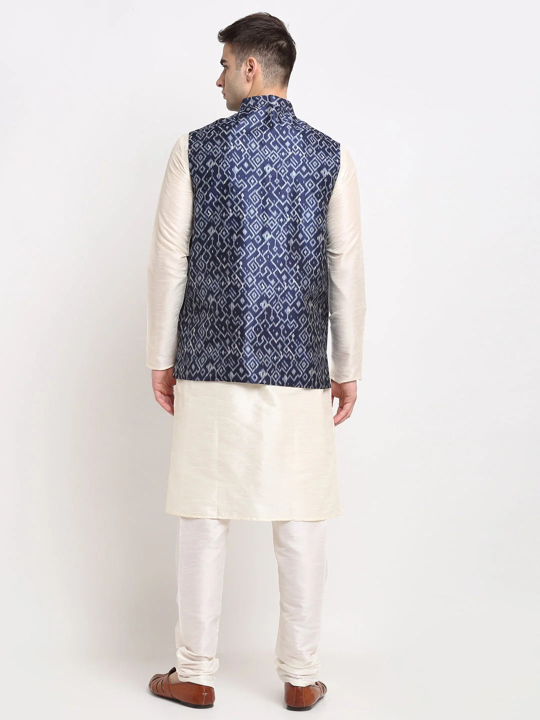 Off-White Mens Kurta Pajama Set with Nehru Jacket | Shop Now