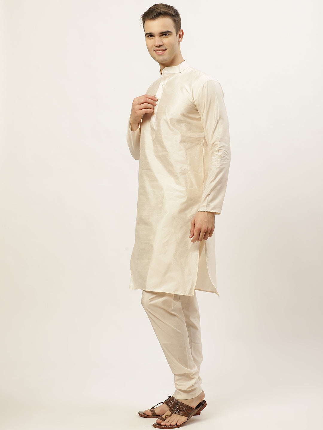 Light Embroidered Nehru Jacket & Mens Kurta Pajama Set
