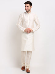 Men's Embroidered Solid Nehru Jacket & Kurta Pyjama