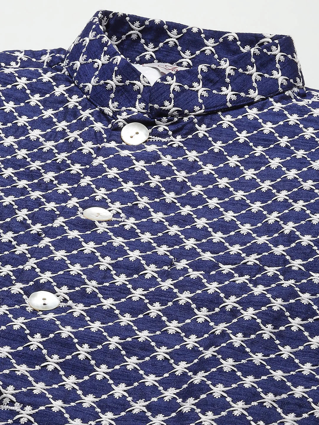 Stylish Mens Kurta-Pyjama Set with Embroidered Nehru Jacket