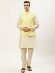 Men Embroidered Nehru Jacket & Kurta Pyjama