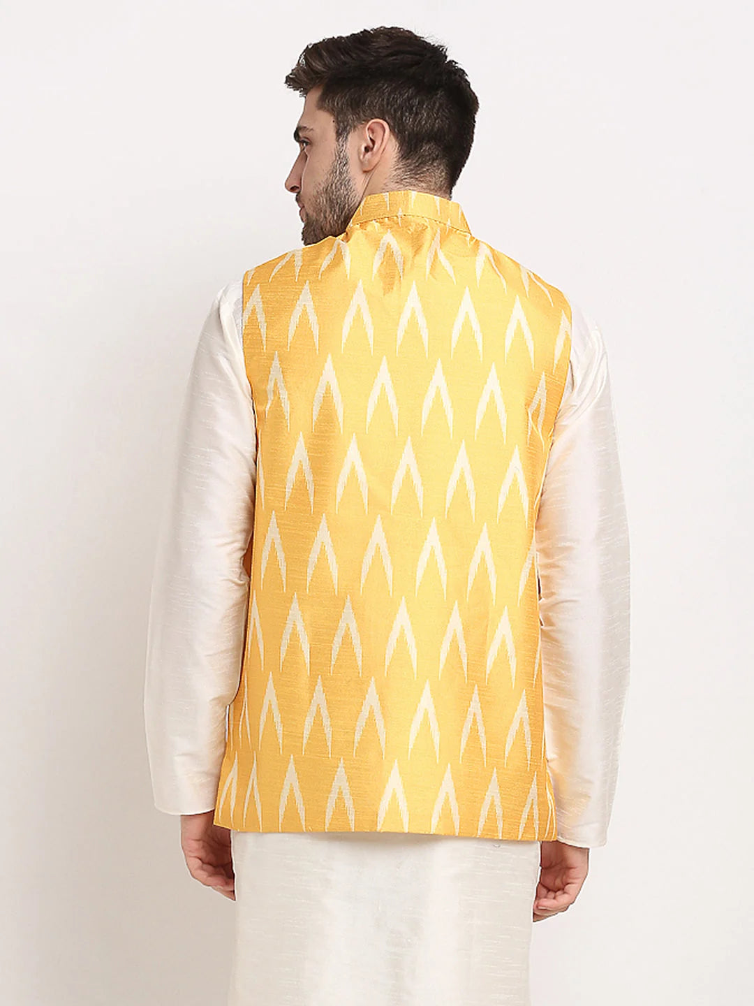 Mustard Ikat Nehru Jacket | Men's Indian Nehru Jackets Online