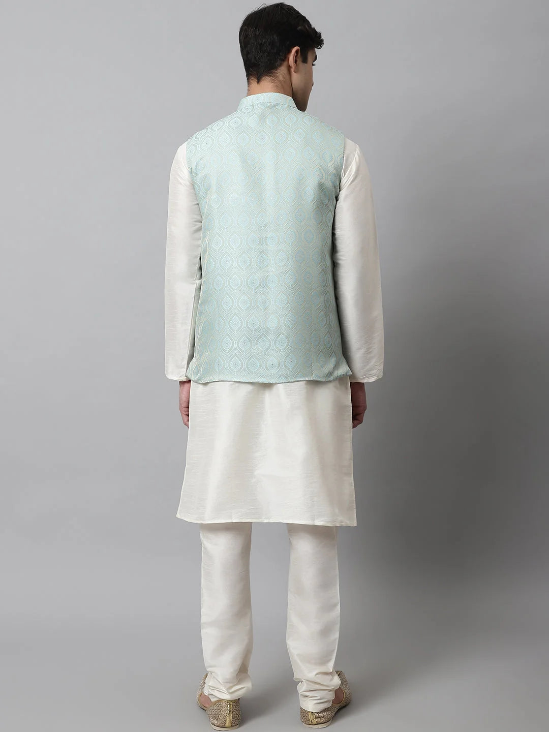 Mens Kurta Pajama with Sky Blue Nehru Jacket | Ethnic Style