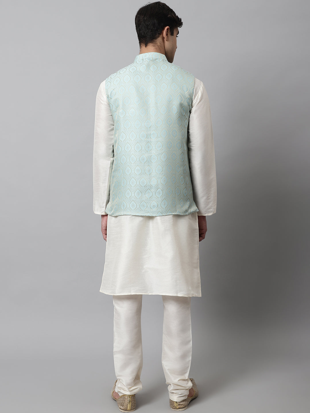 Mens Kurta Pajama with Sky Blue Nehru Jacket | Ethnic Style