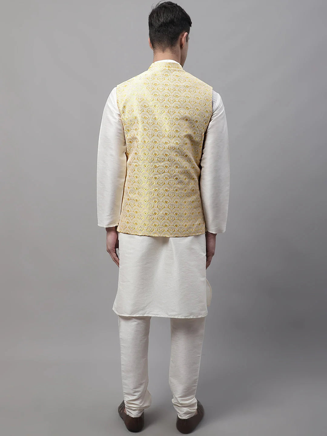 Yellow Nehru Jacket Mens Kurta Pajama Set | Ethnic Attire