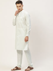 Men's Kurta Pyjama With Charcoal Grey Solid Nehru Jacket (JOKPWC W-F 4033 F )
