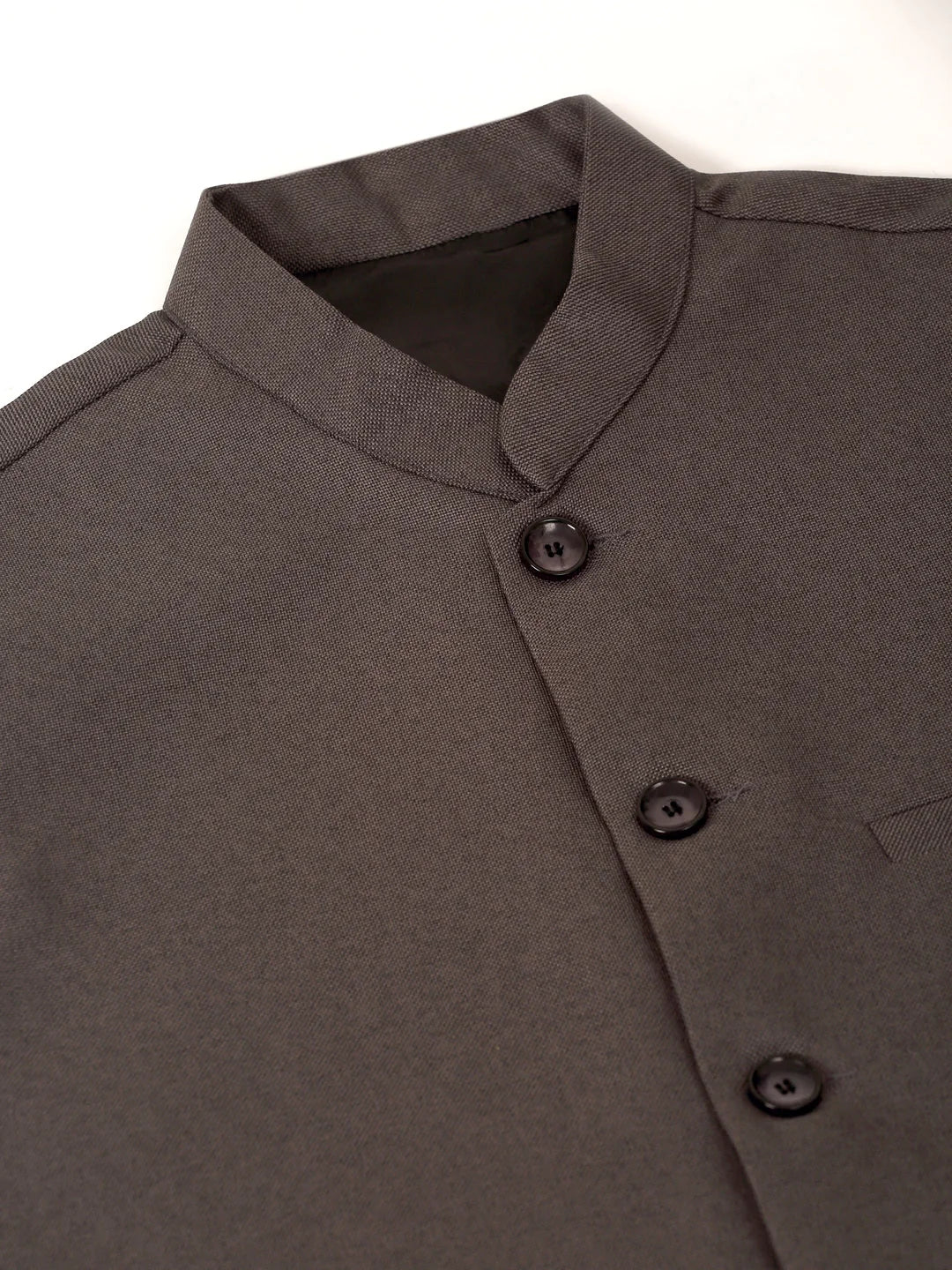 Charcoal Mens Kurta Pajama Set with Nehru Jacket | Solid Cotton