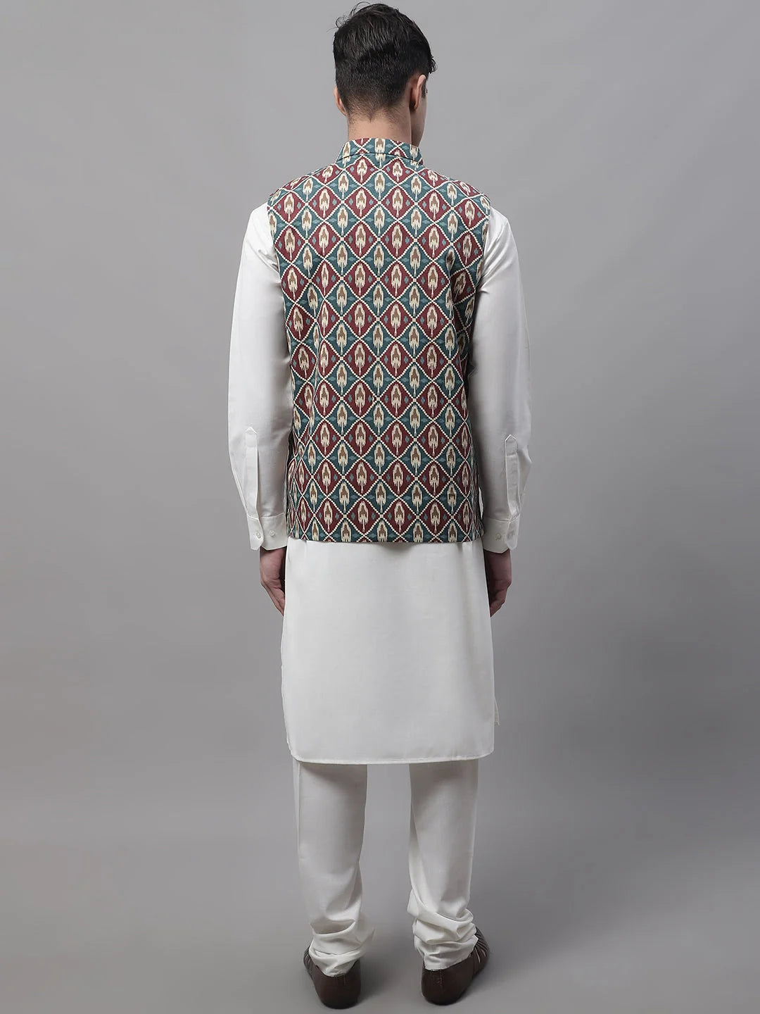Mens Kurta Pajama Set with Teal Nehru Jacket | Ethnic Wear