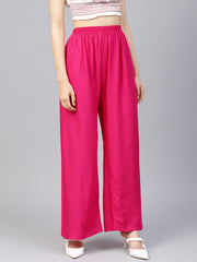 DesiQlo Women Pink Solid Straight Palazzos ( JOPL 2121Pink )