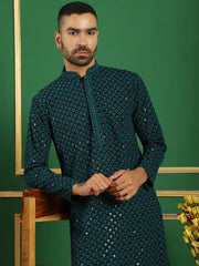 Sequin Super Embroidered Pure Cotton Kurta with Pyjamas-JOKP-B-P