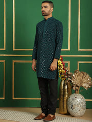 Sequin Super Embroidered Pure Cotton Kurta with Pyjamas-JOKP-B-P