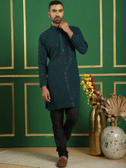 Sequin Super Embroidered Pure Cotton Kurta with Pyjamas-JOKP-B-P