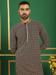 Sequin Embroidered Pure Cotton Kurta with Pyjamas-JOKP-B-P
