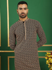 Sequin Embroidered Pure Cotton Kurta with Pyjamas-JOKP-B-P