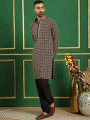 Sequin Embroidered Pure Cotton Kurta with Pyjamas-JOKP-B-P