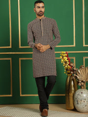 Sequin Embroidered Pure Cotton Kurta with Pyjamas-JOKP-B-P