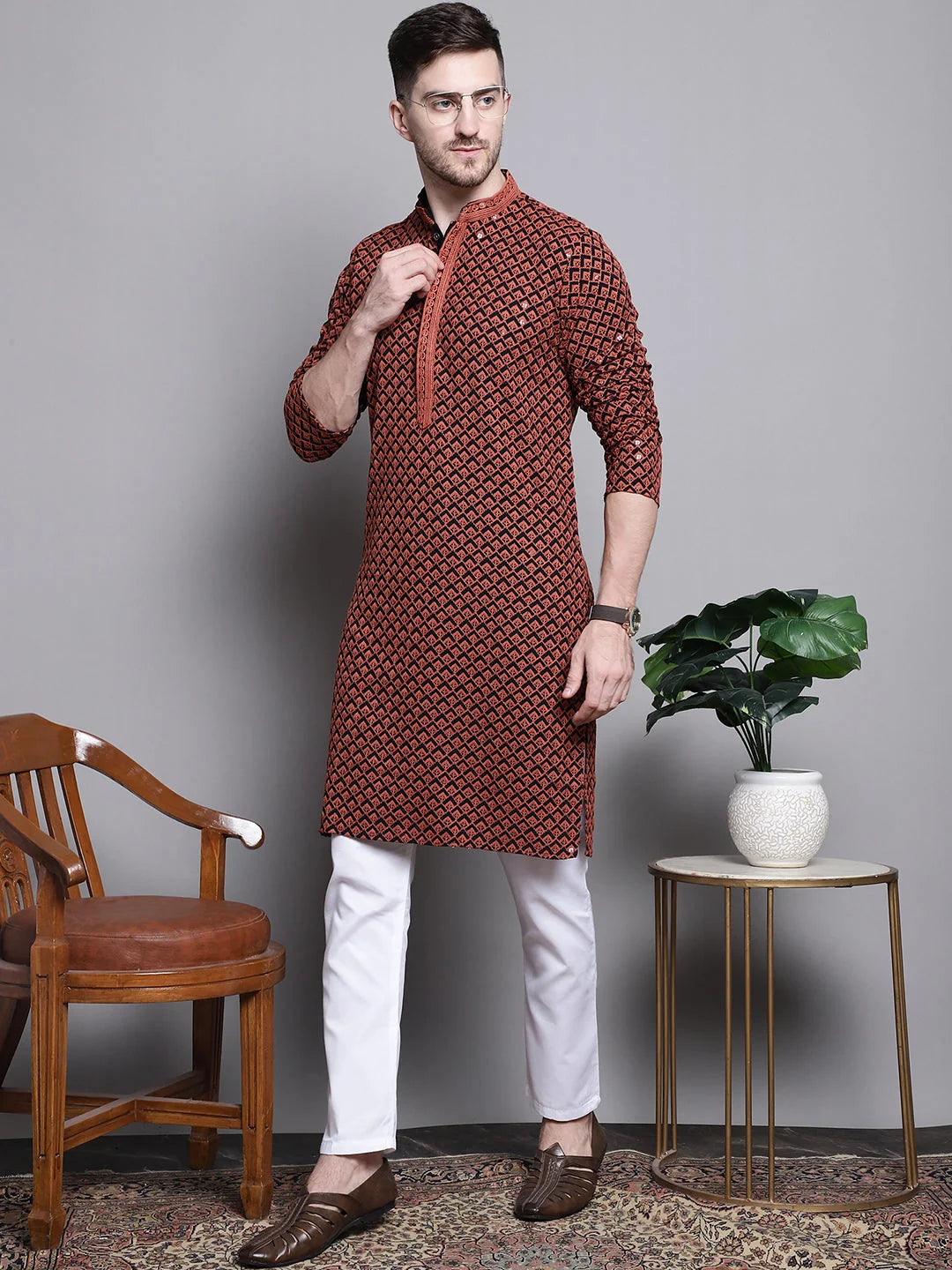 Stylish Sequin Embroidered Cotton Kurta Pajama - Shop Now!