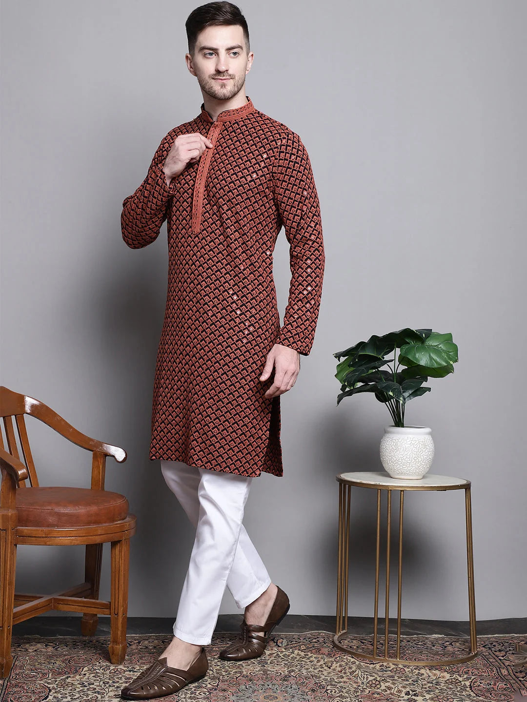 Stylish Sequin Embroidered Cotton Kurta Pajama - Shop Now!