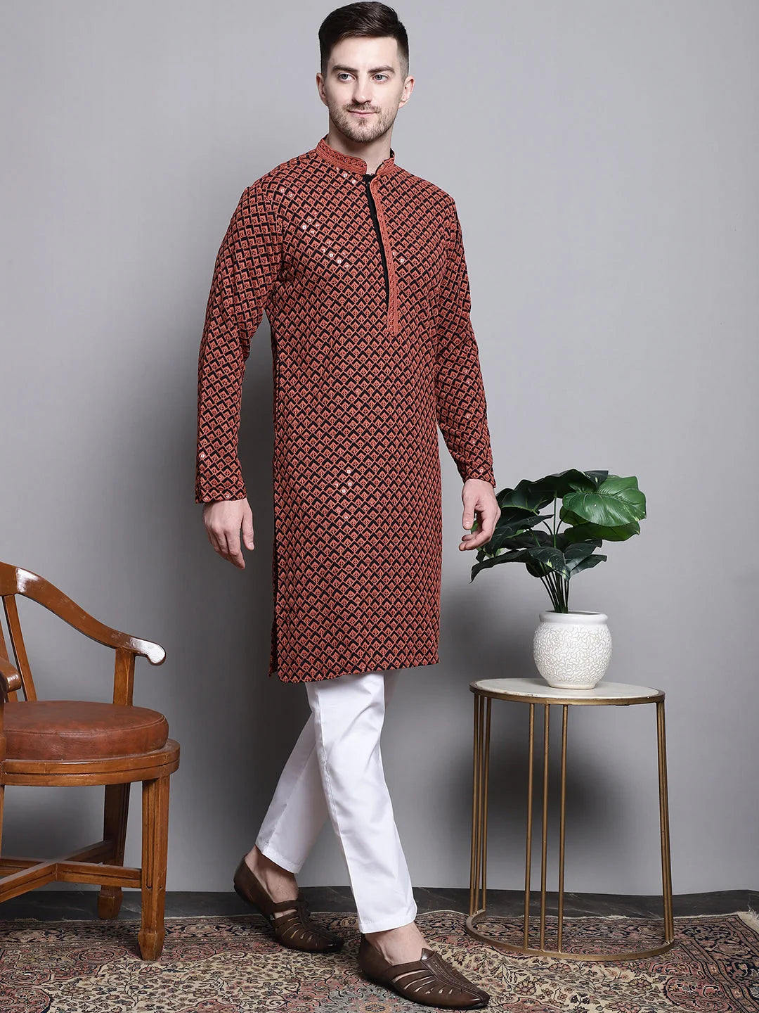 Stylish Sequin Embroidered Cotton Kurta Pajama - Shop Now!
