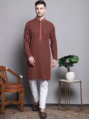 Sequin Embroidered Pure Cotton Kurta with Pyjamas-GEM