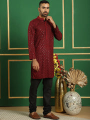 Sequin Embroidered Imp Pure Cotton Kurta with Pyjamas-JOKP-B-P
