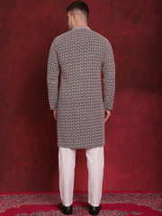 Sequin Embroidered Pure Cotton Kurta with Pyjamas-PKS