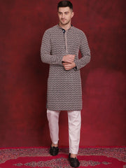Sequin Embroidered Pure Cotton Kurta with Pyjamas-PKS