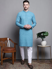 Sequin Embroidered Pure Cotton Light Kurta with Pyjamas