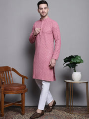 Sequin Embroidered Pure Cotton Kurta with Pyjamas-JOKPQ