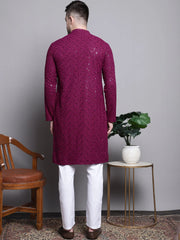 Sequin Styled Inn Embroidered Pure Cotton Kurta with Pyjamas